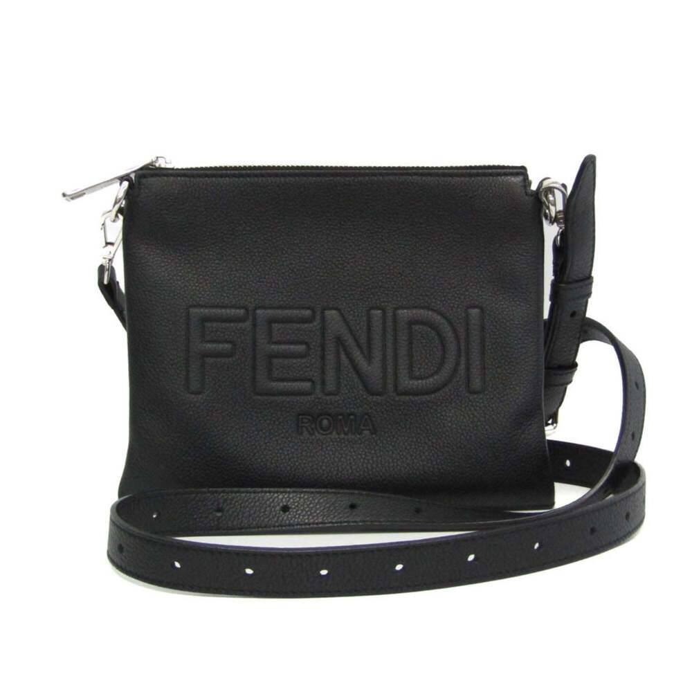 FENDI Black Leather Shoulder Bag